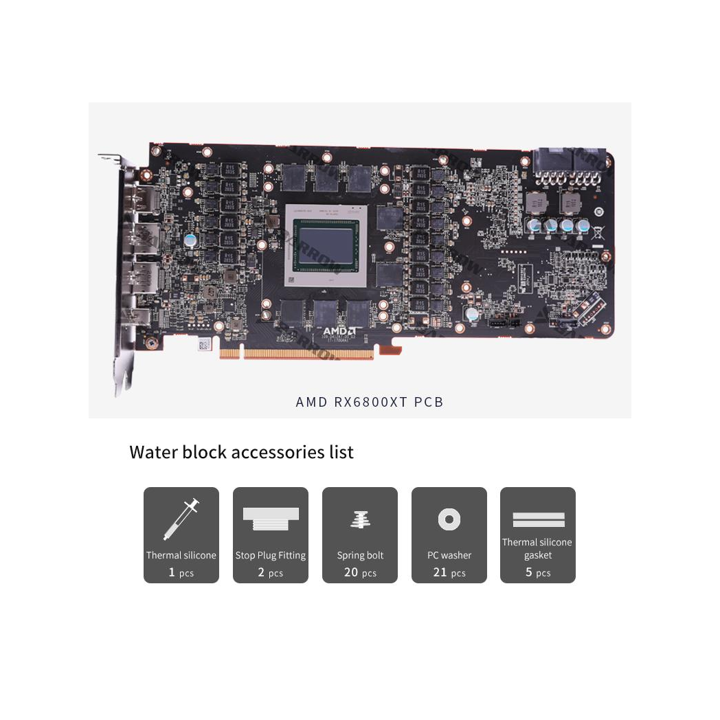 Barrow AMD Radeon 6800 / 6900XT AMD, Saphire, MSI FE Graphics Card Waterblock