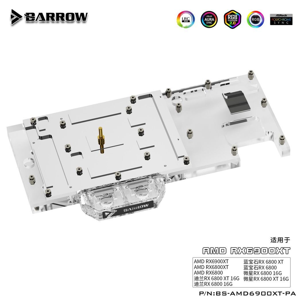 Barrow AMD Radeon 6800 / 6900XT AMD, Saphire, MSI FE Graphics Card Waterblock
