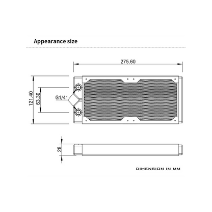 Barrow Dabel-B Series 240mm (2x120) Slim Line Copper Radiator - Black