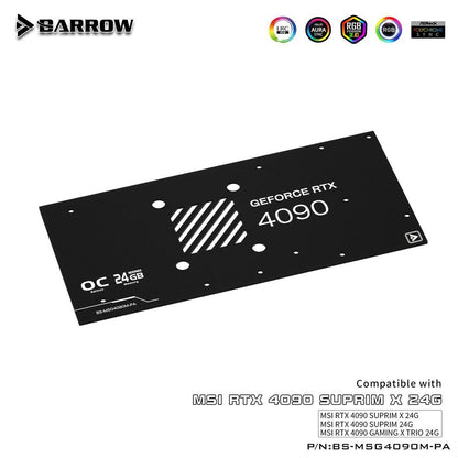 Barrow MSI RTX4090 TRIO , LRC 2.0 RGB Graphics Card Waterblock + Backplate