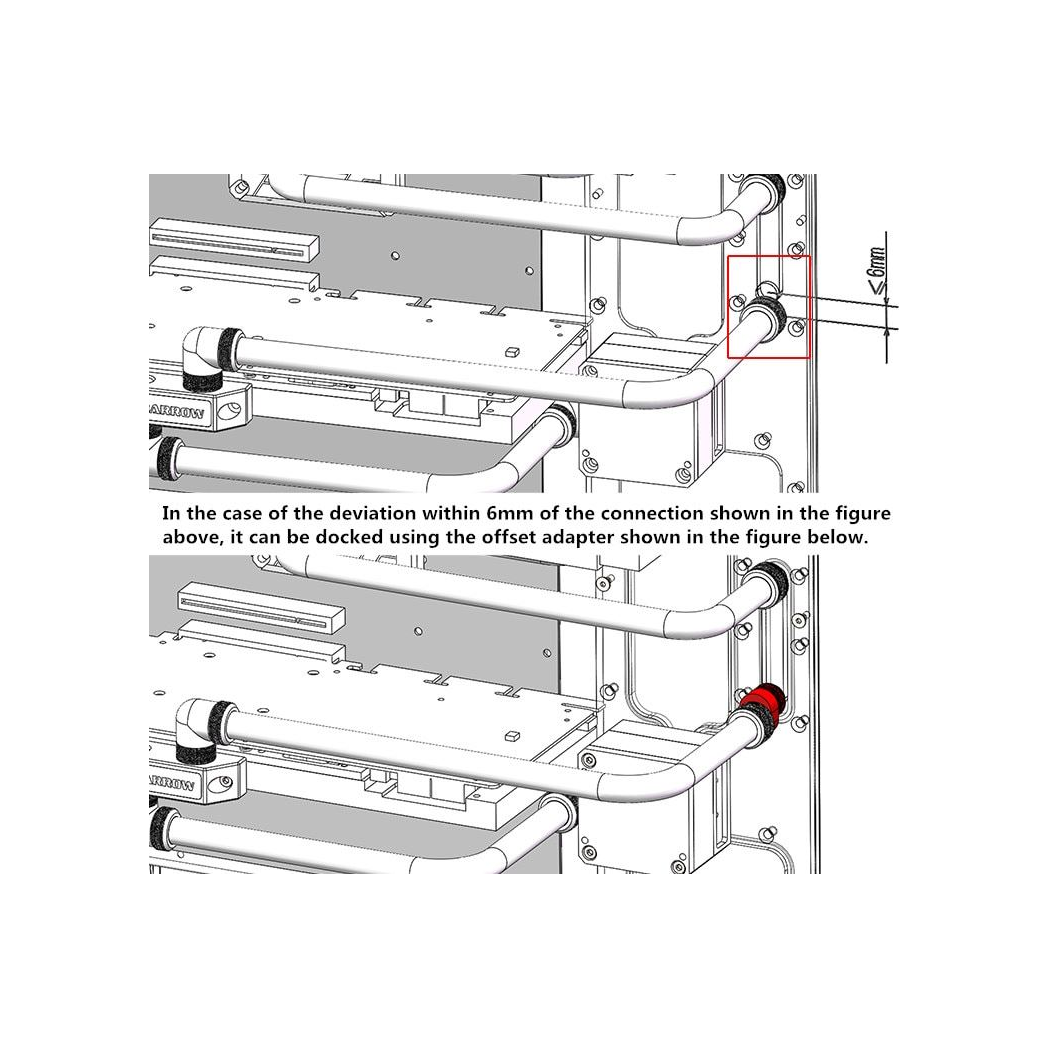 Barrow G1/4 Male to G1/4 Offset Female 360 Degree Rotary Adapter - Black