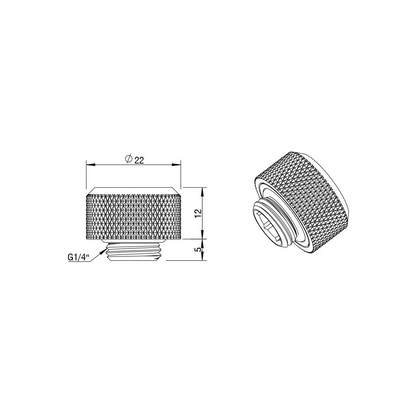 Barrow G1/4 - 14mm OD Anti Off Rubber Seal Hard Tube Compression Fitting - Black