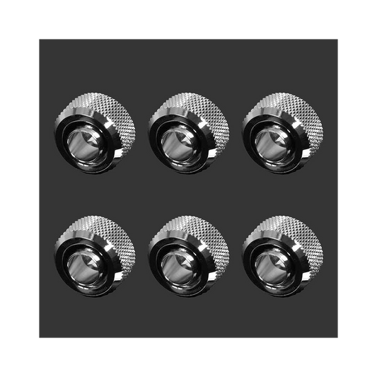 Barrow G1/4 - 13/10mm Flexible Tube Compression Fitting - Shiny Silver (6 Pack)