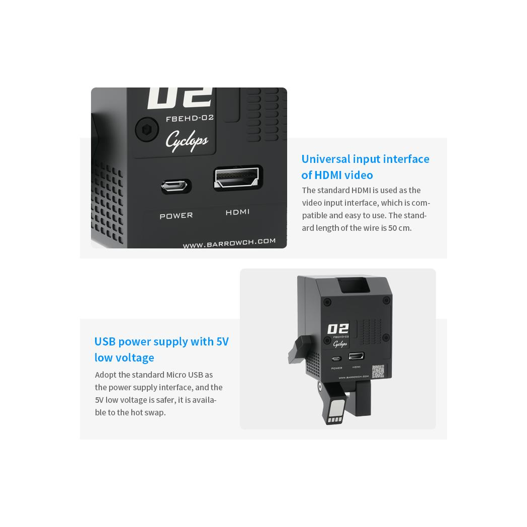 BarrowCH Limited Edition Cyclops, Mini 75mm HDMI LCD External Display - Black