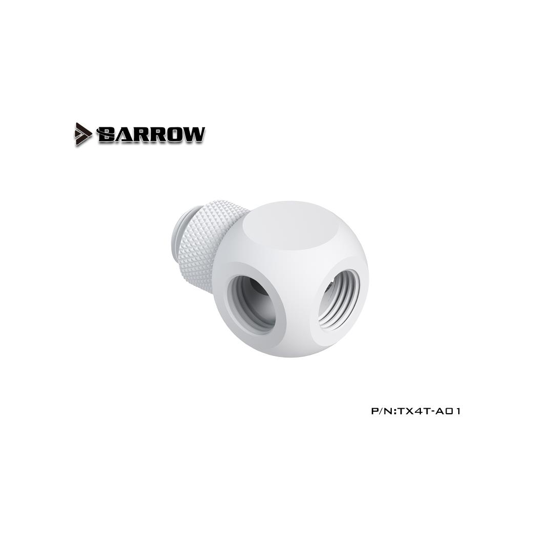 Barrow G1/4 Male Rotary - G1/4 Female 4 Way T-Splitter - White