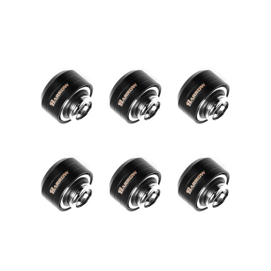 Barrow G1/4 - 14mm OD Twin Seal Hard Tube Fitting (Smooth) - Black (6 Pack)
