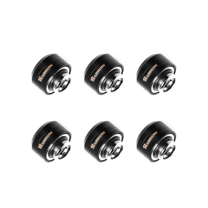 Barrow G1/4 - 14mm OD Twin Seal Hard Tube Fitting (Smooth) - Black (6 Pack)