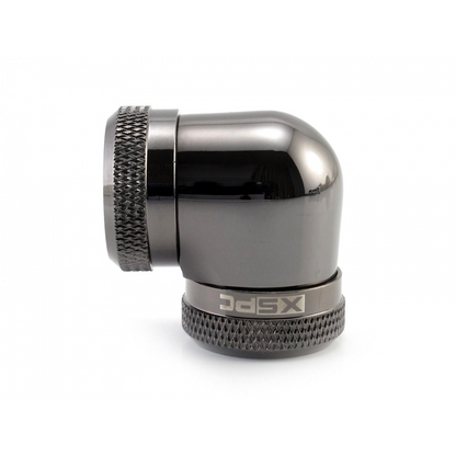 XSPC 14mm Rigid Tubing 90 Elbow Fitting (Black Chrome)