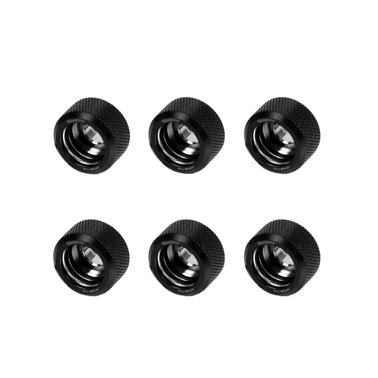 Barrow G1/4 - 16mm OD Twin Seal Hard Tube Compression Fitting - Black (6 Pack)