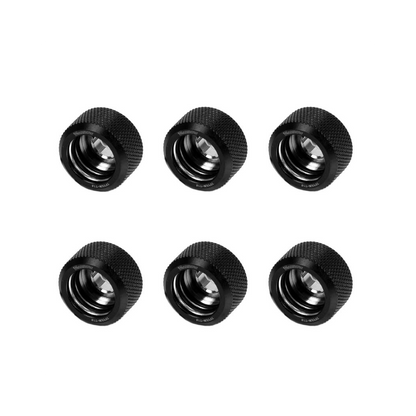 Barrow G1/4 - 16mm OD Twin Seal Hard Tube Compression Fitting - Black (6 Pack)