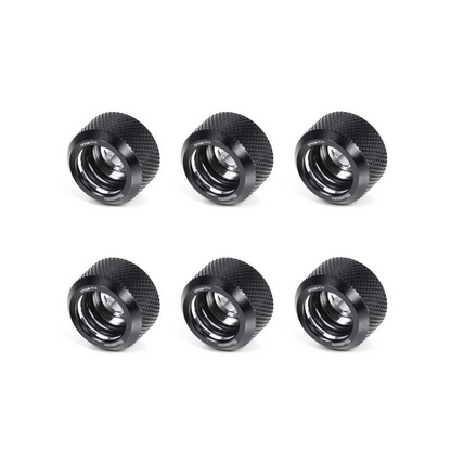 Barrow G1/4 - 14mm OD Twin Seal Hard Tube Compression Fitting - Black (6 Pack)
