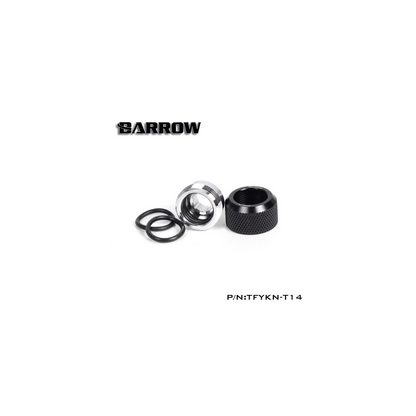 Barrow G1/4 - 14mm OD Twin Seal Hard Tube Compression Fitting - Black (6 Pack)