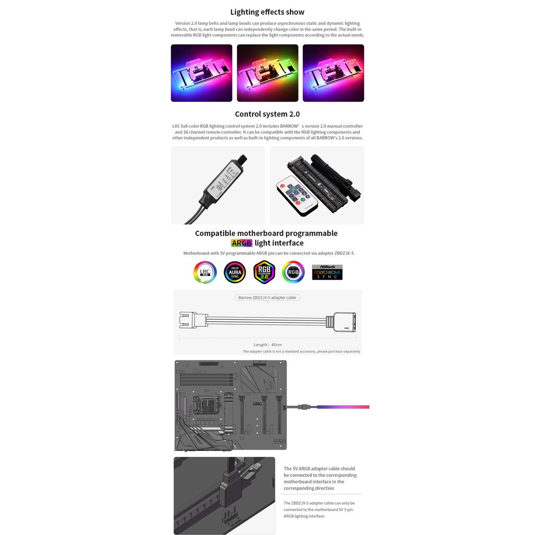 Barrow NVIDIA RTX 3080/3090, ASUS TUF Aurora aRGB Graphics Card Waterblock
