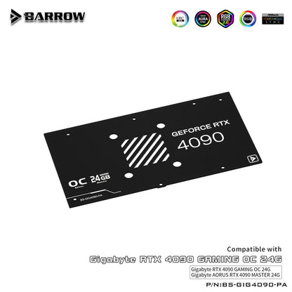 Barrow Gigabyte AORUS 4090 Aurora , aRGB Graphics Card Waterblock + Backplate