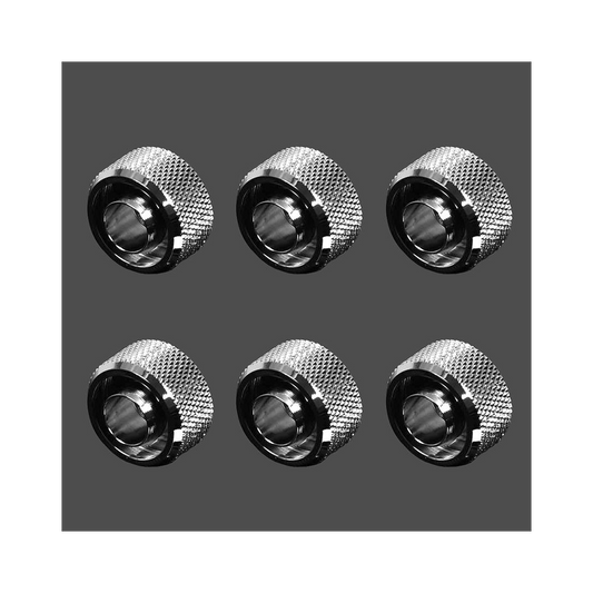 Barrow G1/4 - 16/10mm Flexible Tube Compression Fitting - Shiny Silver (6 Pack)