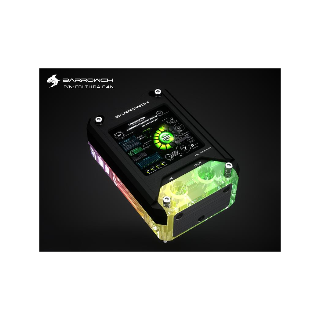 BarrowCH HDMI LCD Display CPU Waterblock with LRC 2.0 RGB, AMD - Black