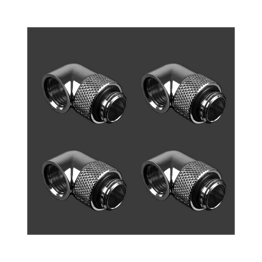 Barrow G1/4 Male Rotary to 90 Degree Female Angle - Shiny Silver (4 Pack)
