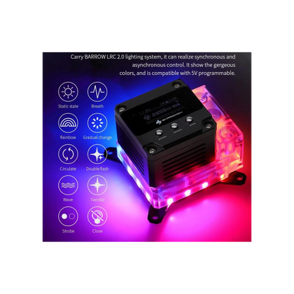 BarrowCH OLED CPU Waterblock, LRC 2.0 RGB, Integrated 17W PWM Pump - AMD AM4