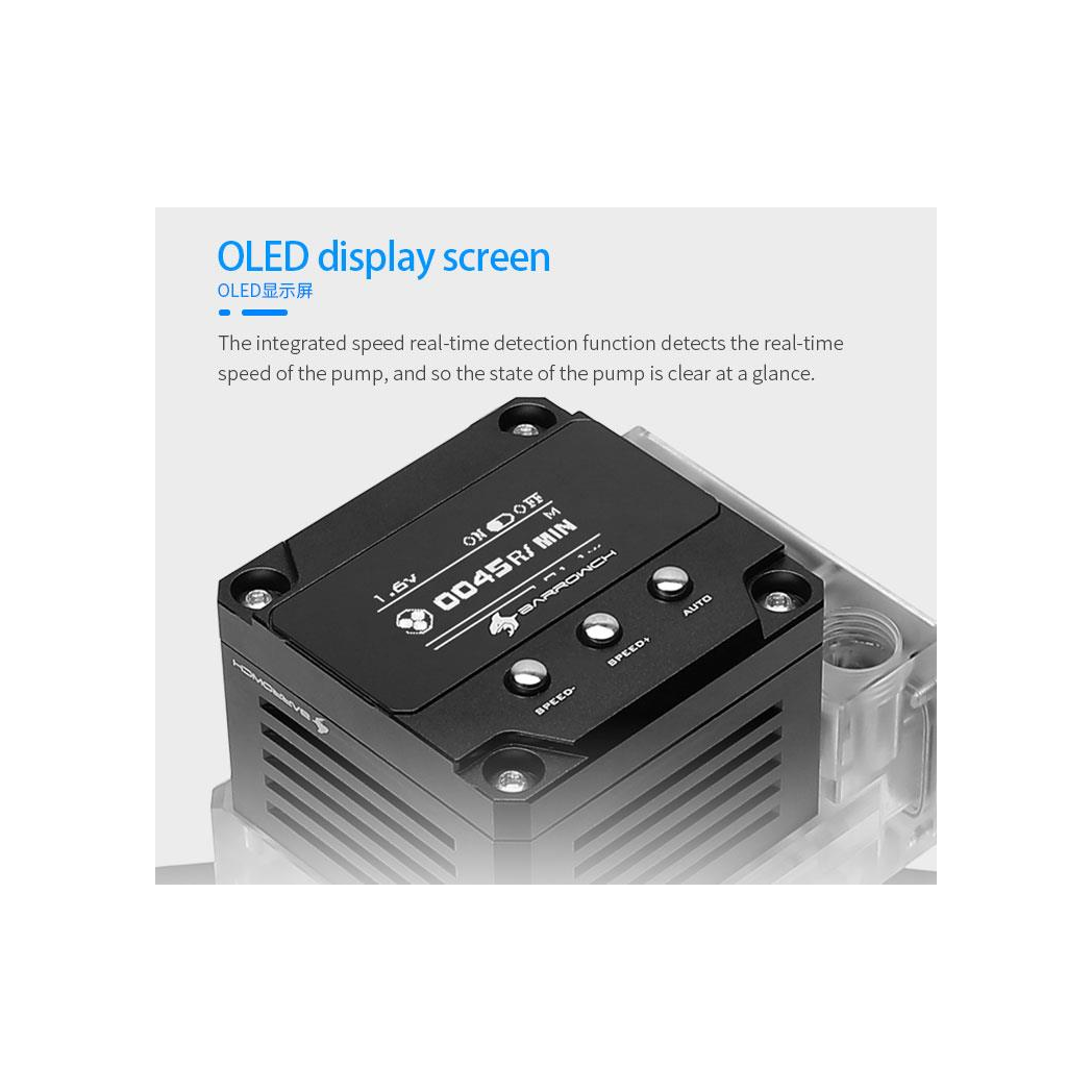 BarrowCH OLED CPU Waterblock, LRC 2.0 RGB, Integrated 17W PWM Pump - AMD AM4