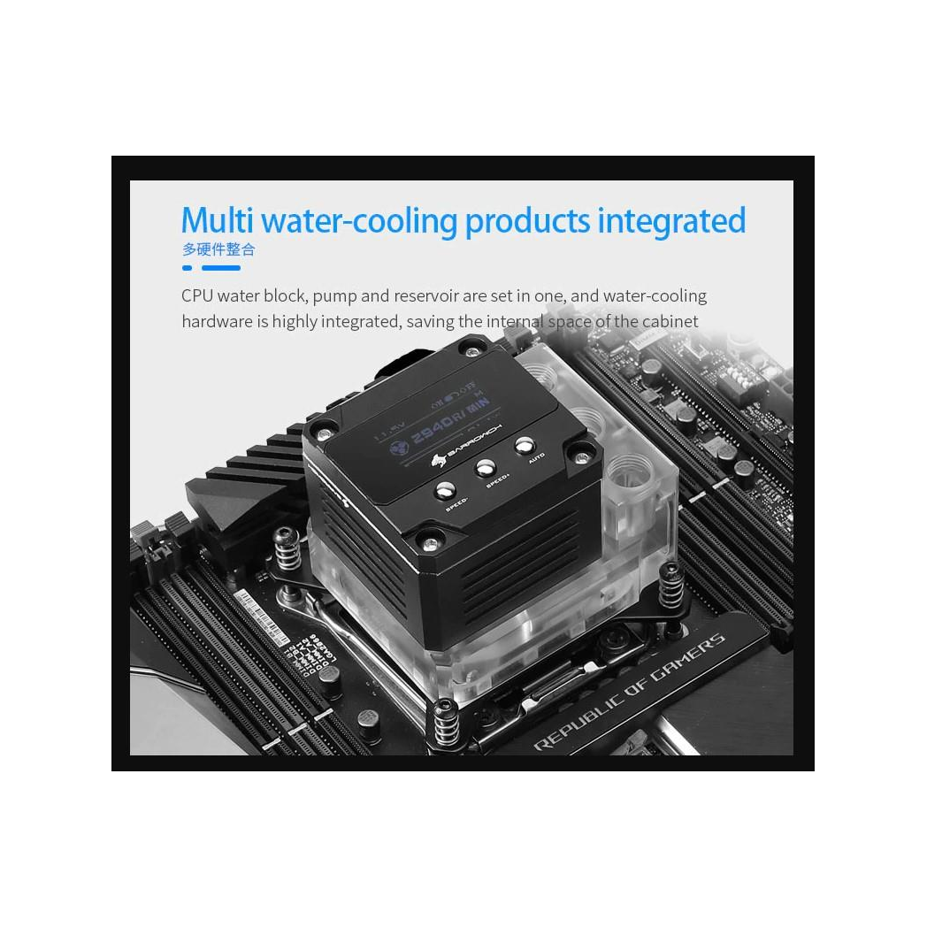 BarrowCH OLED CPU Waterblock, LRC 2.0 RGB, Integrated 17W PWM Pump - AMD AM4