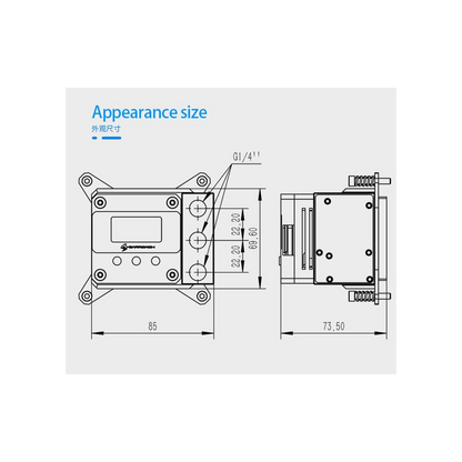 BarrowCH OLED CPU Waterblock, LRC 2.0 RGB, Integrated 17W PWM Pump - AMD AM4