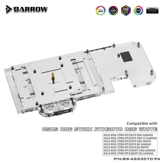 Barrow ASUS RTX 3070/3060Ti 08G, ROG STRIX Gaming aRGB Graphics Card Waterblock