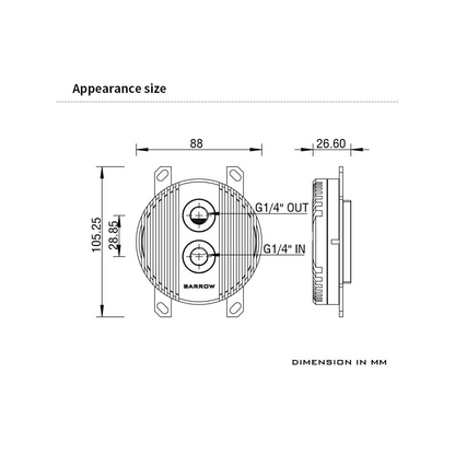 Barrow Horizon CPU Waterblock, LRC 2.0 RGB, AMD AM4 / AM5 - White