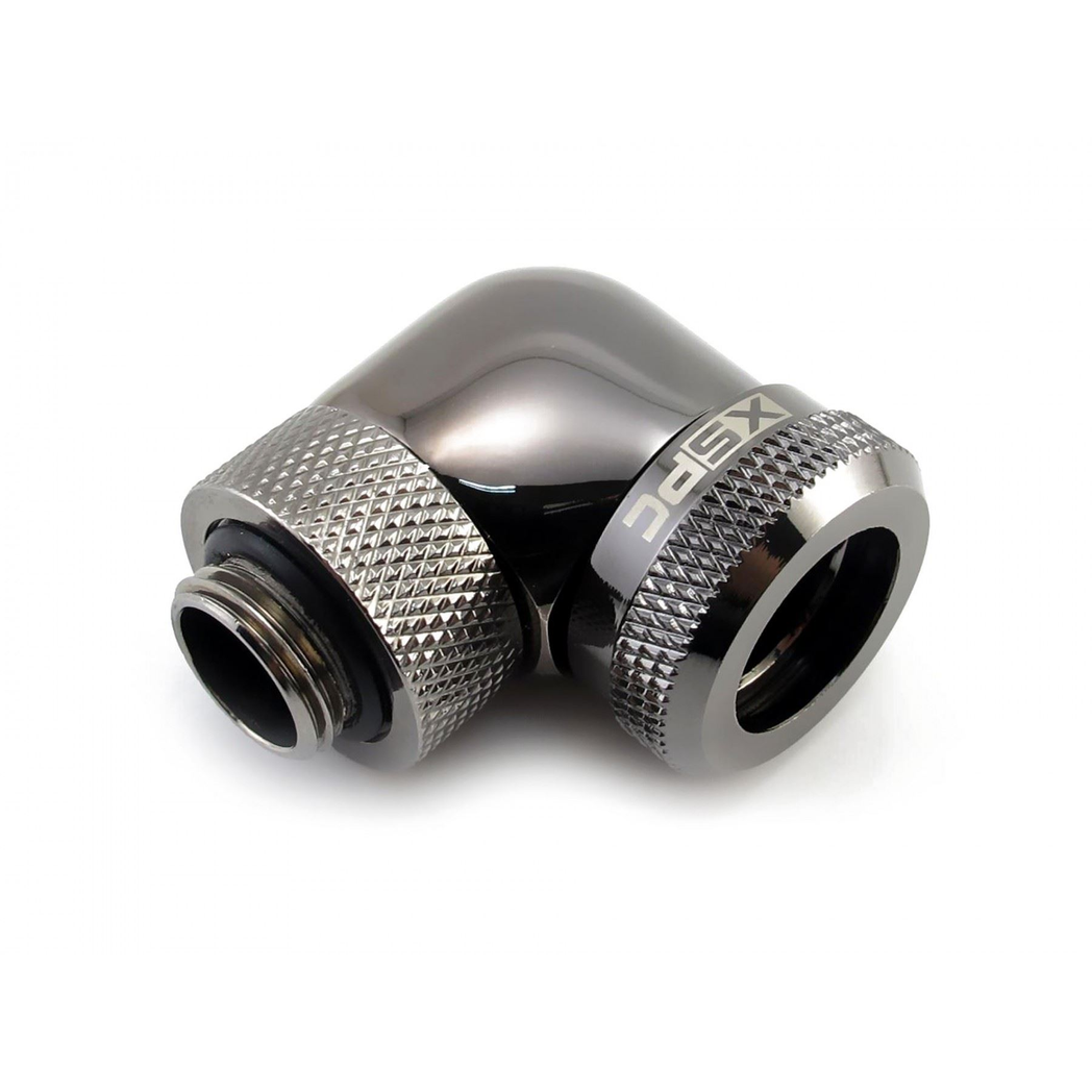 XSPC G1/4 to 14mm Rigid Tubing - 90 Rotary Fitting V2 (Black Chrome)