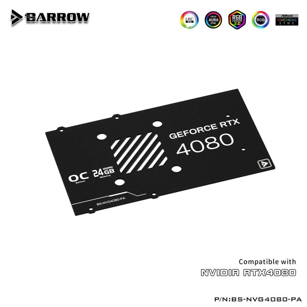 Barrow NVIDIA 4080 Founders, LRC 2.0 RGB Graphics Card Waterblock + Backplate
