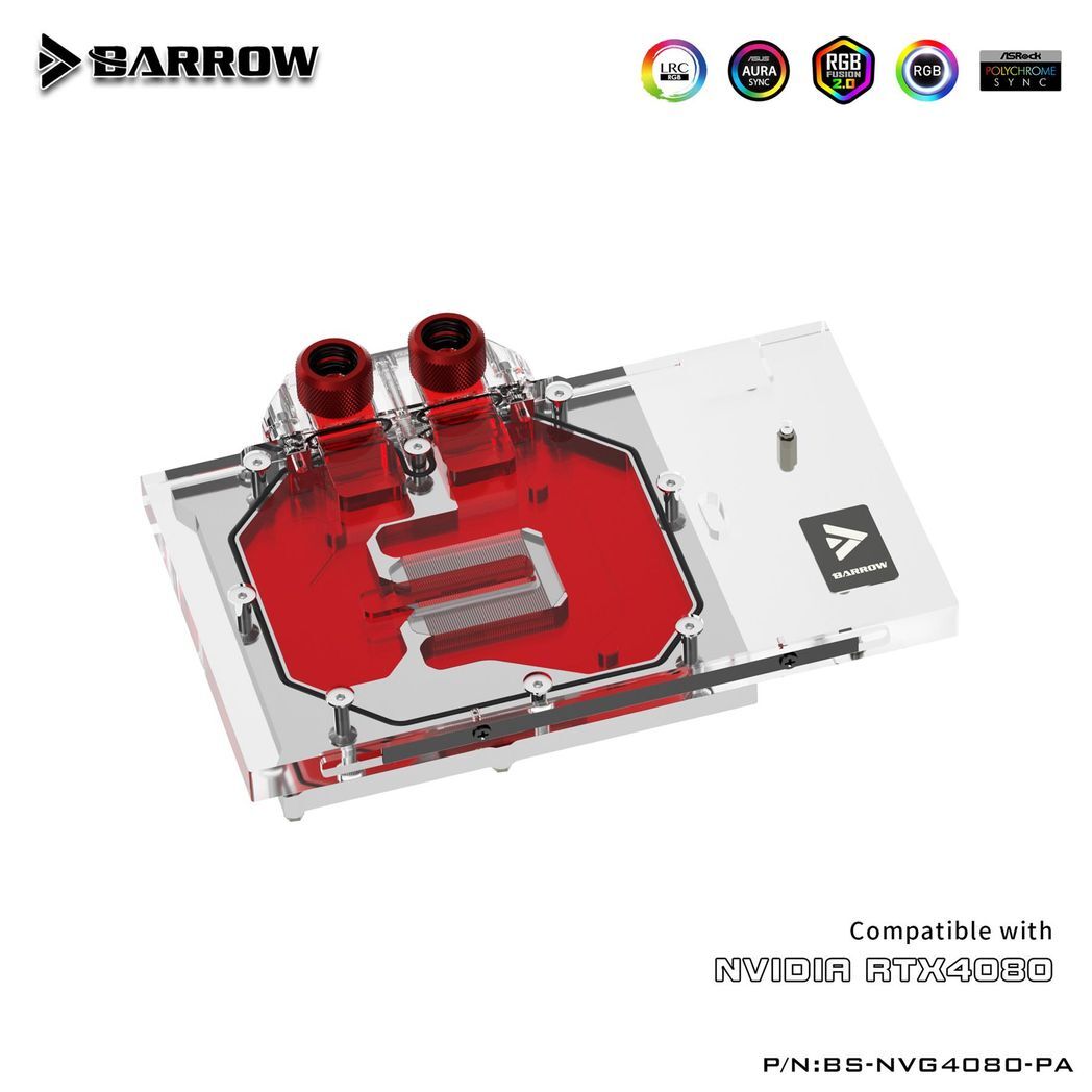 Barrow NVIDIA 4080 Founders, LRC 2.0 RGB Graphics Card Waterblock + Backplate