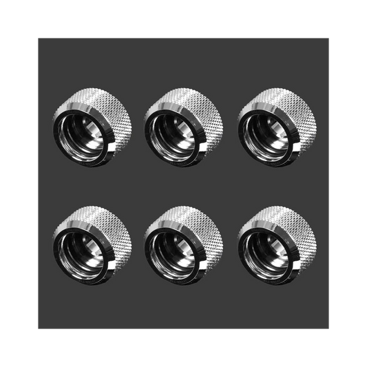 Barrow G1/4 - 16mm OD Twin Seal Hard Tube Fitting - Shiny Silver (6 Pack)