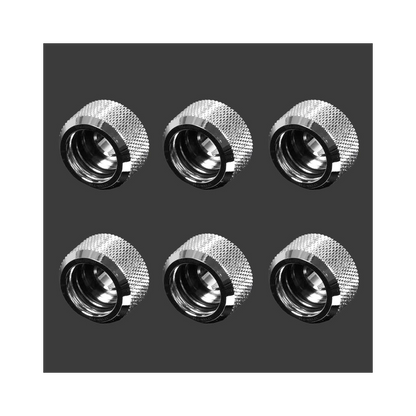 Barrow G1/4 - 14mm OD Twin Seal Hard Tube Fitting - Shiny Silver (6 Pack)