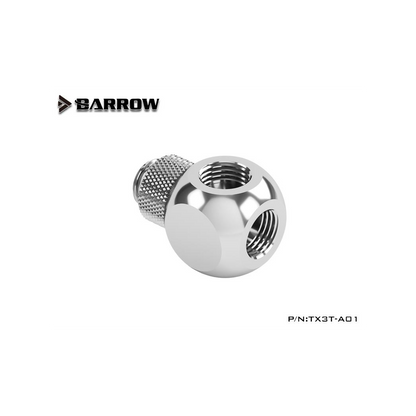 Barrow G1/4 Male Rotary - G1/4 Female 3 Way T-Splitter - Silver