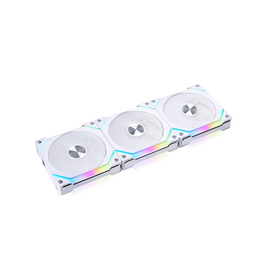 Lian Li UNI FAN SL120 V2 RGB PWM Fan, Triple-pack w/ Controller - 120mm, white