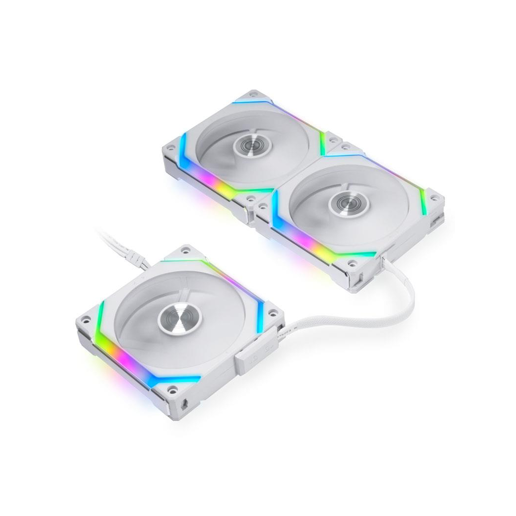 Lian Li UNI FAN SL120 V2 RGB PWM Fan, Triple-pack w/ Controller - 120mm, white
