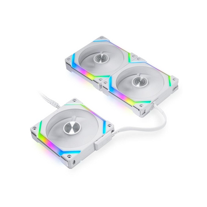 Lian Li UNI FAN SL120 V2 RGB PWM Fan, Triple-pack w/ Controller - 120mm, white