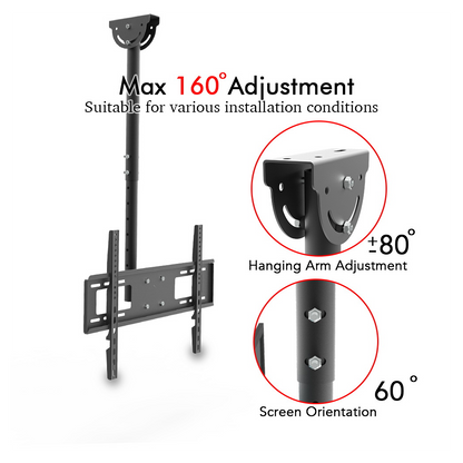 TMC-7006 Ceiling Mount TV Wall Bracket Roof Rack Pole Retractable For 32"-70" Flat Screen
