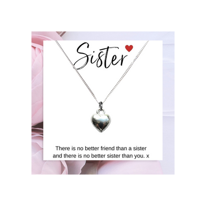 Heart Necklace & Sister Message Card
