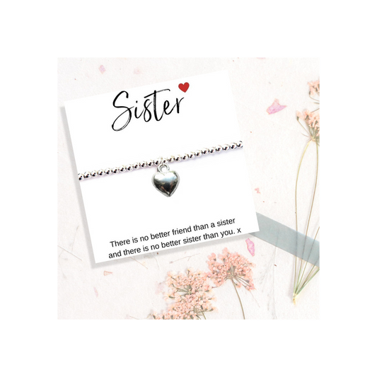Stretch Beaded Bracelet & Sister Message Card