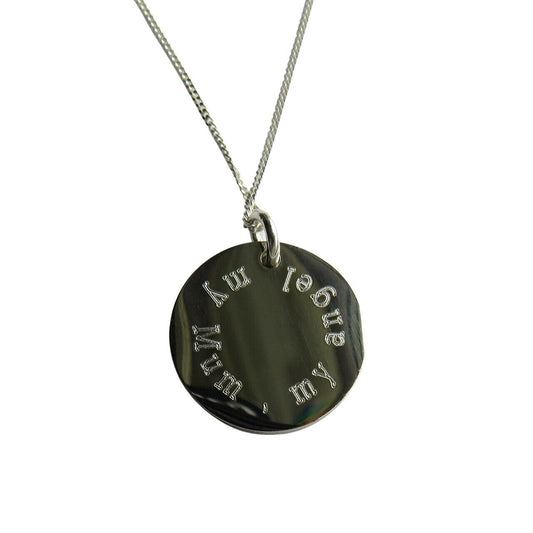 Edge Engraved  Necklace - My Mum My Angel