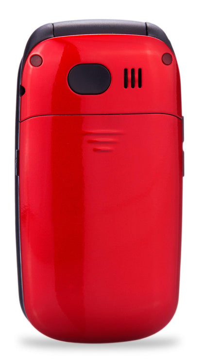 TTfone TT750 Lunar RED Flip Folding Dual Screen Big Button Mobile Phone with Dock Charger and Vodafone Sim Card