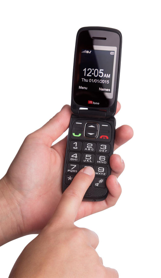 TTfone TT300 Star WHITE Flip Folding Big Button Senior SOS Emergency Button Mobile Phone with Vodafone PAYG Sim Card