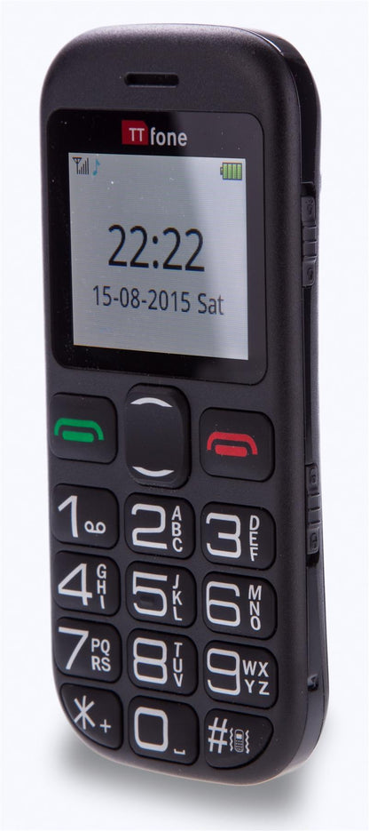 TTfone TT850 Jupiter 2 Senior Mobile Phone Big Buttons, Dock Charger  CB4 Nylon Case Vodafone PAYG Sim Card