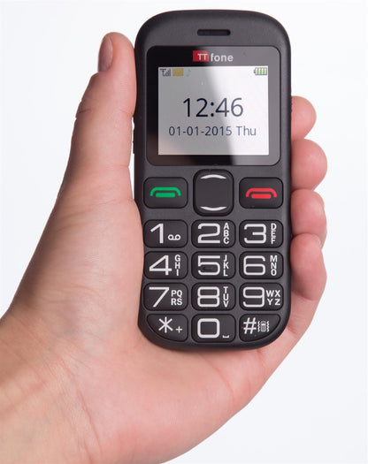 TTfone TT850 Jupiter 2 Senior Mobile Phone Big Buttons, Dock Charger  CB4 Nylon Case Vodafone PAYG Sim Card