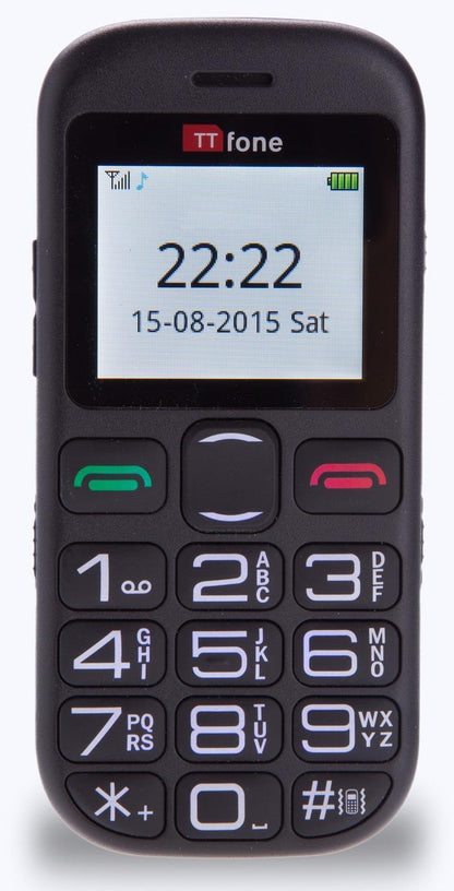 TTfone TT850 Jupiter 2 Senior Mobile Phone Big Buttons, Dock Charger  CB4 Nylon Case Vodafone PAYG Sim Card