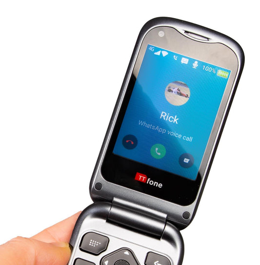 TTfone TT970 4G Whatsapp Touchscreen Senior Big Button Flip Mobile Phone - Dock Charger, Lanyard