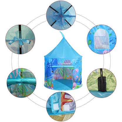 SOKA Ocean Play Tent Portable Foldable Blue Pop Up Garden Playhouse Tent