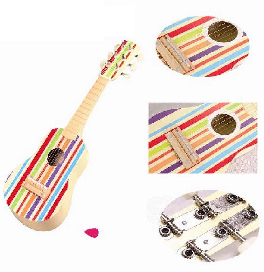 Lelin Wooden Striped Decor Guitar Children Musical Instrument Play Music 3+