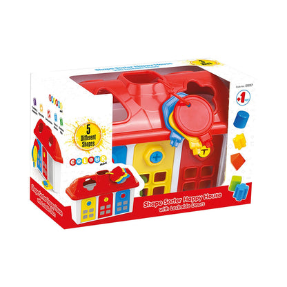 SOKA Shape Sorter Happy House with 5 Shapes, 3 Keys for Lockable Doors
