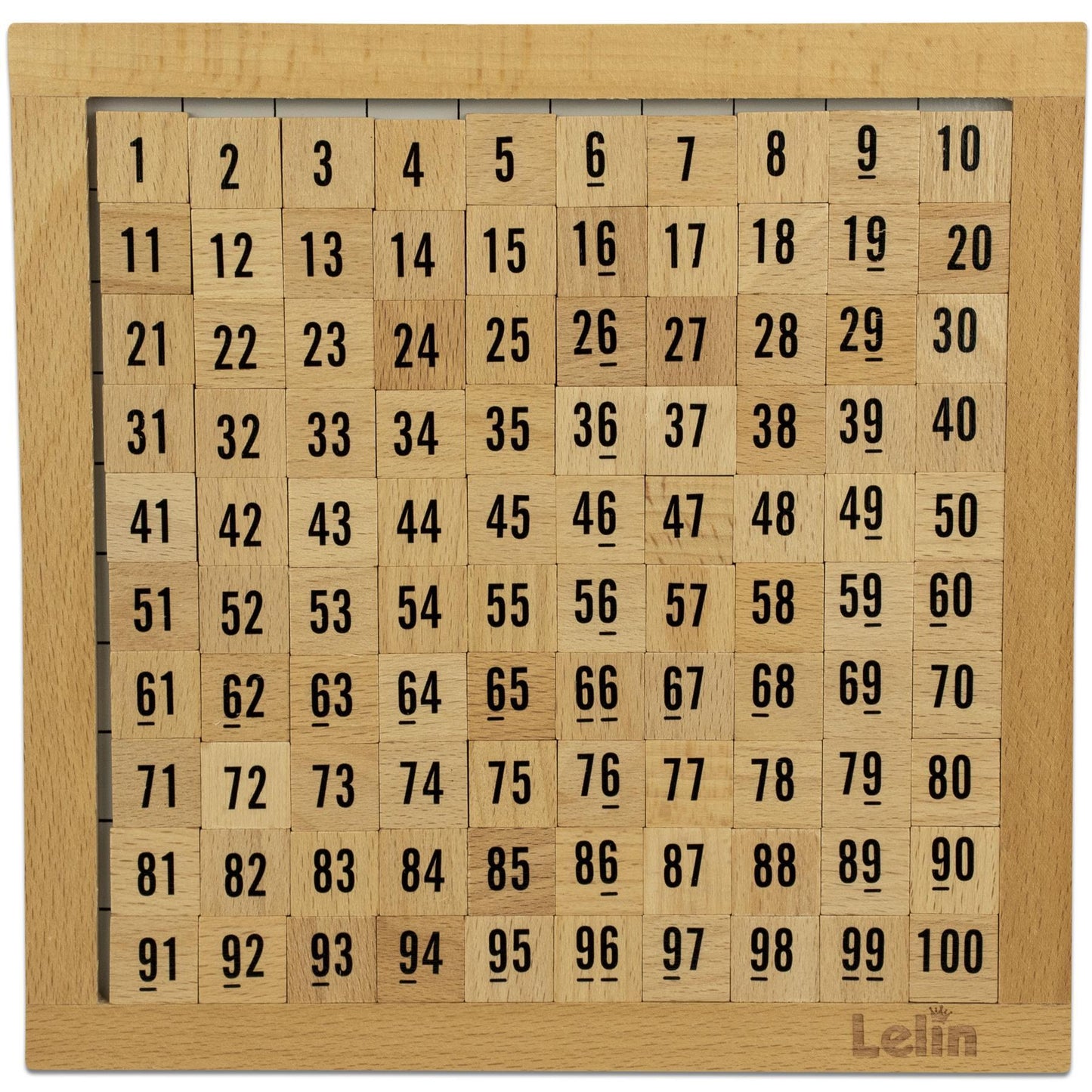 LELIN Wooden Hundred Board Game  - 1 To 100 Consecutive Numbers Montessori Maths